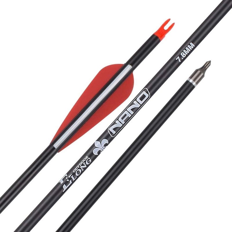 Yls Archery 26/28/30Inch Carbon Arrow Practice Hunting Arrows with100 Grain Removable Tips for Compound & Recurve Bow(Pack of 12) - Image 4